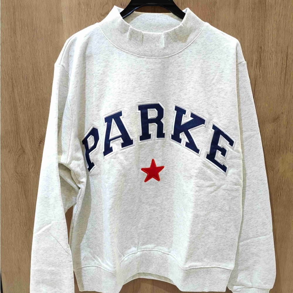 Parke Women's Light Gray Sweatshirt with Navy and Red Accents